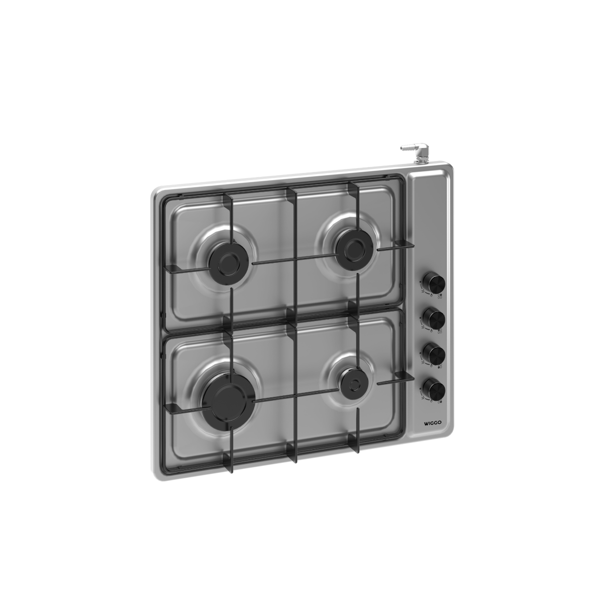 Plaque de cuisson à gaz autoportante Wiggo WK-GV804X - 60 cm - Acier inoxydable