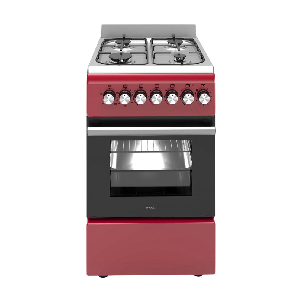 Wiggo WO‑E505R(RX) Vrijstaande Gasfornuis - 50 cm - Rood