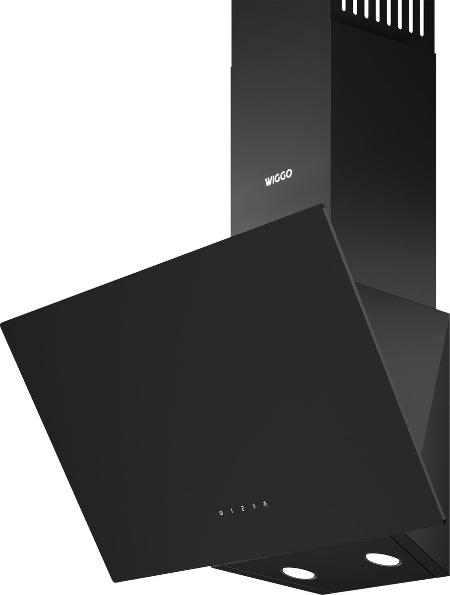 Wiggo WE-A641G(B) – Schuine Afzuigkap – 60 cm – Glasdesign – Energieklasse A – ECO+ Touch Control – Zwart Glas – 5 Jaar Garantie