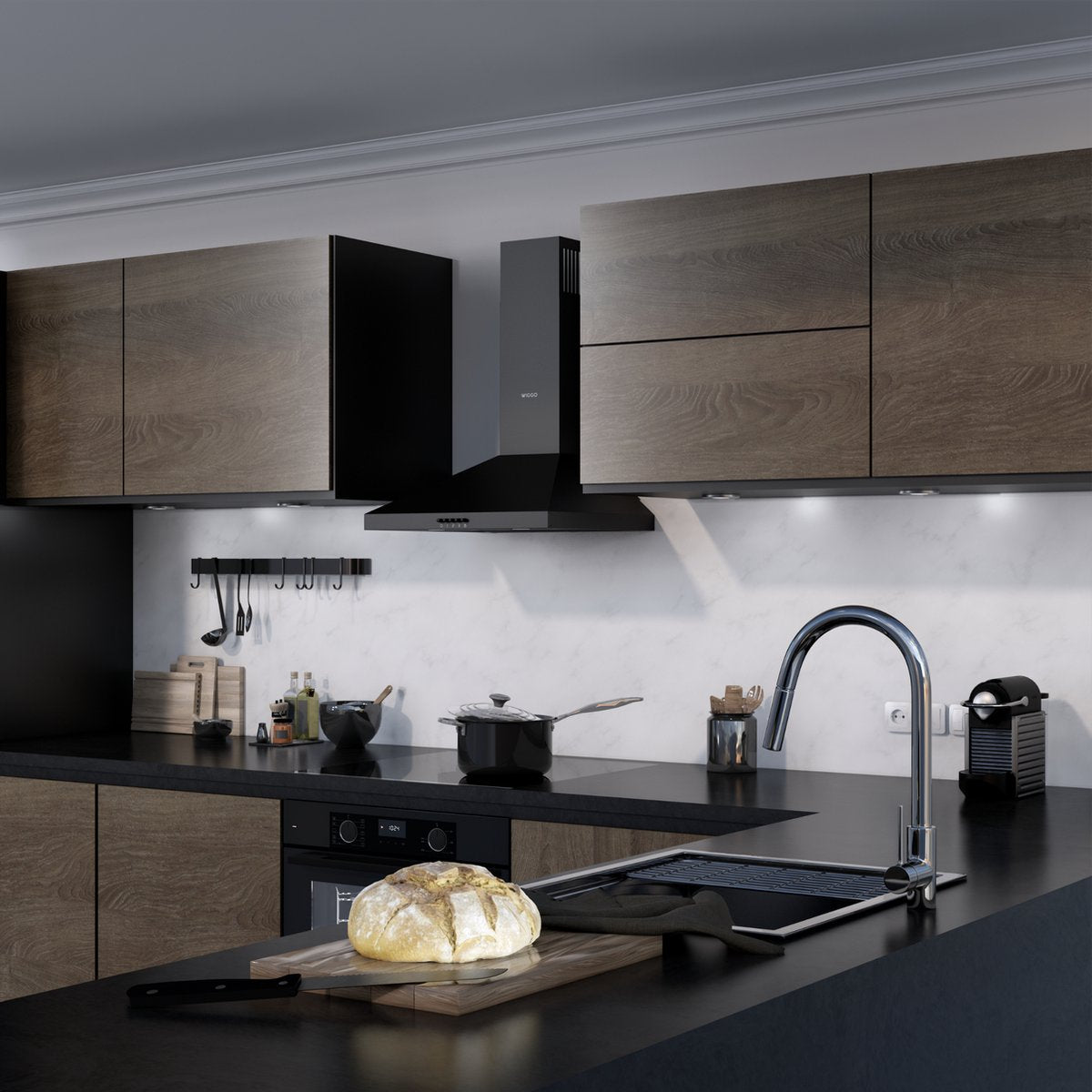 Hotte aspirante murale Wiggo WE‑D530P(B) - 50 cm - Noire