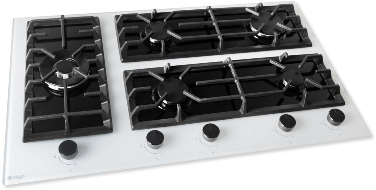 Plaque de cuisson à gaz encastrable Wiggo WH-G935GR(W)-2 - 90 cm - Blanche