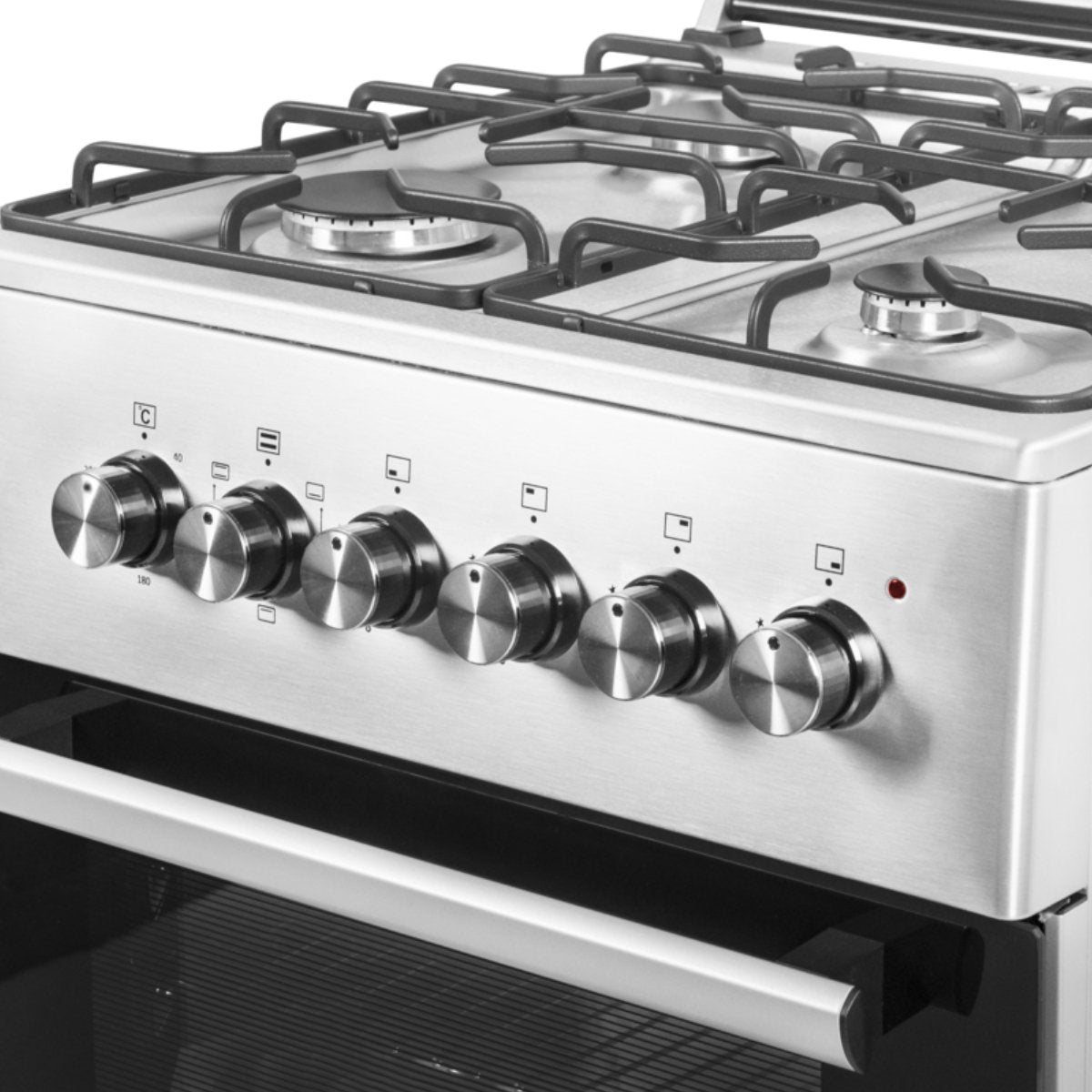 Wiggo WO‑E603R(XX) – Vrijstaand gasfornuis – 60 cm – 4 kookzones – 56L elektrische oven – Roestvrijstaal – Elektrische vonkontsteking & vlambeveiliging – Energieklasse A – 5