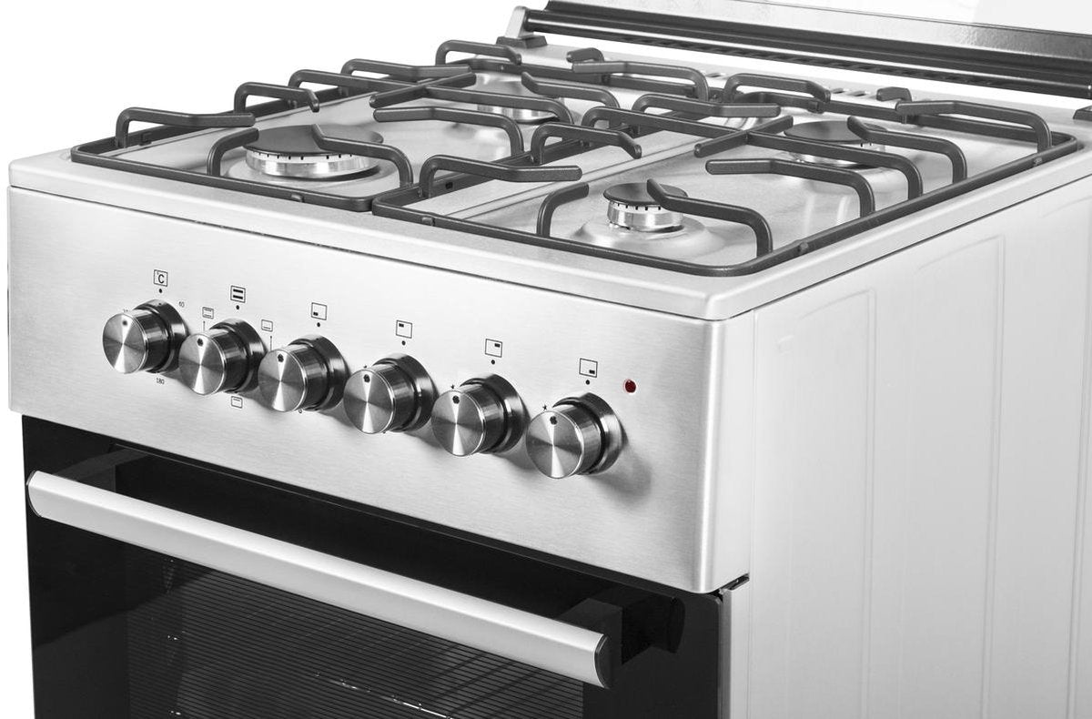 Wiggo WO-E603A(XX) Vrijstaande Gasfornuis - 60 cm - Roestvrijstaal
