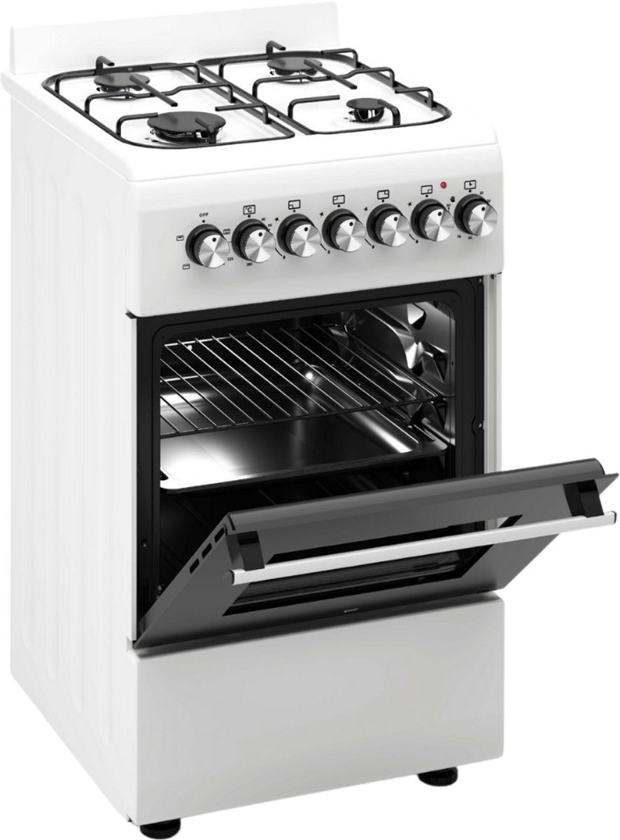 Wiggo WO‑E505R(WX)-2 Vrijstaande Gasfornuis - 50 cm - Wit