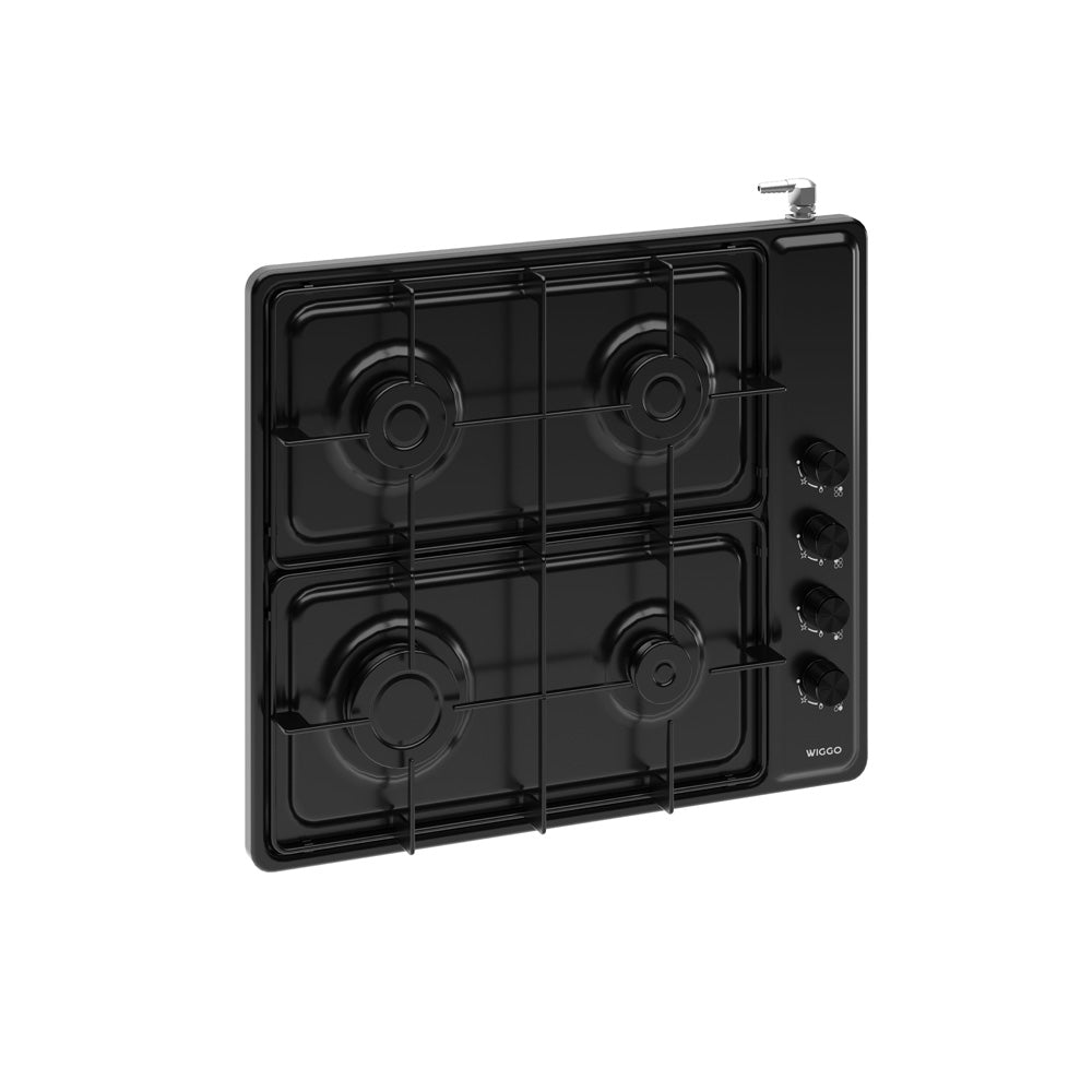 Plaque de cuisson à gaz autoportante Wiggo WK-GV804M - 60 cm - Noire