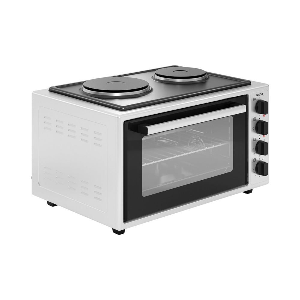 Wiggo WMO-E4562H(W) - Vrijstaande Mini Oven met kookplaat - Electrisch - 60 CM - 45 liter - 3534 W - 5 Jaar Garantie - Wit