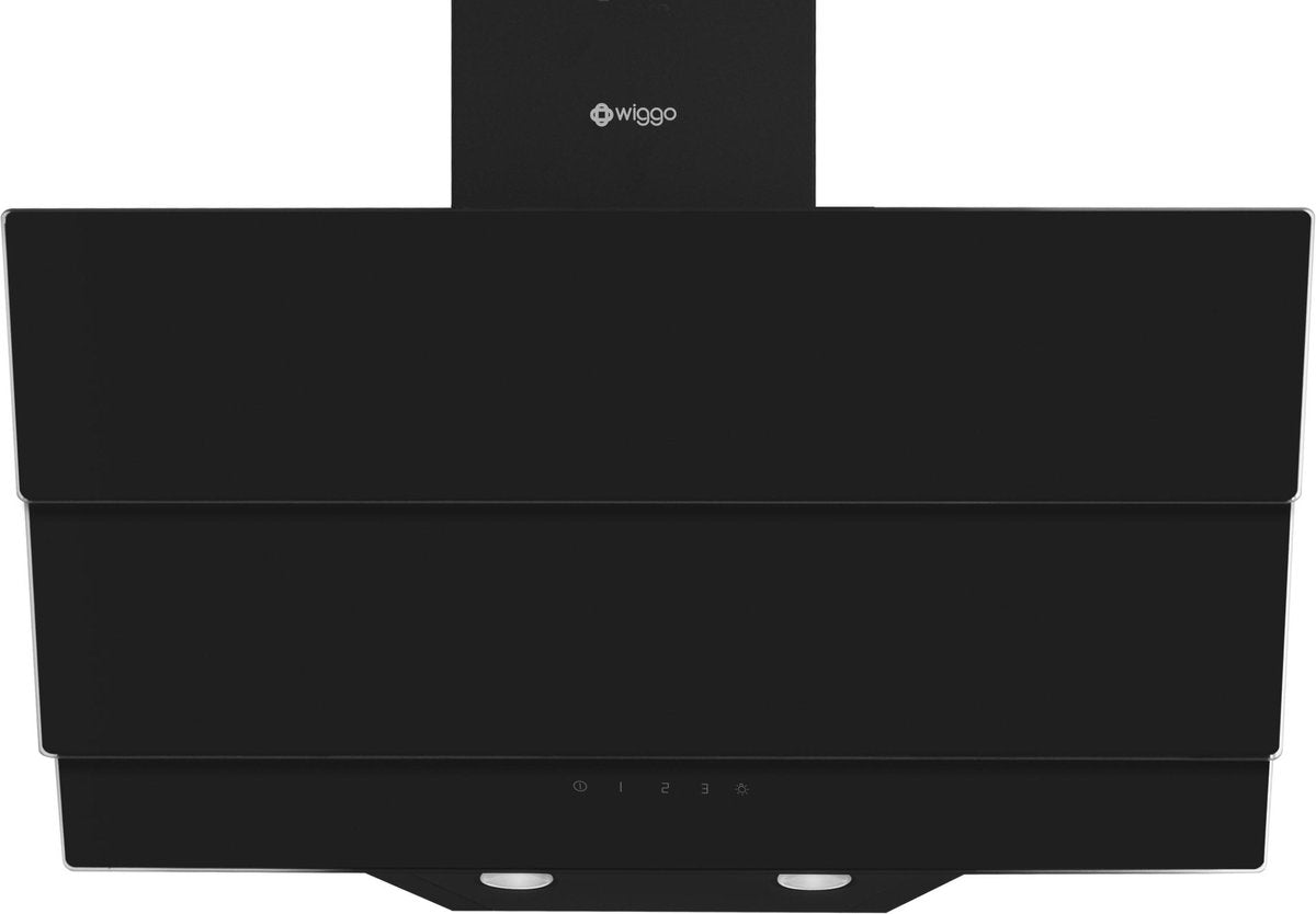 Wiggo WE-E633G(B) - Schuine Afzuigkap - 60 cm - Zwart Triple Glas