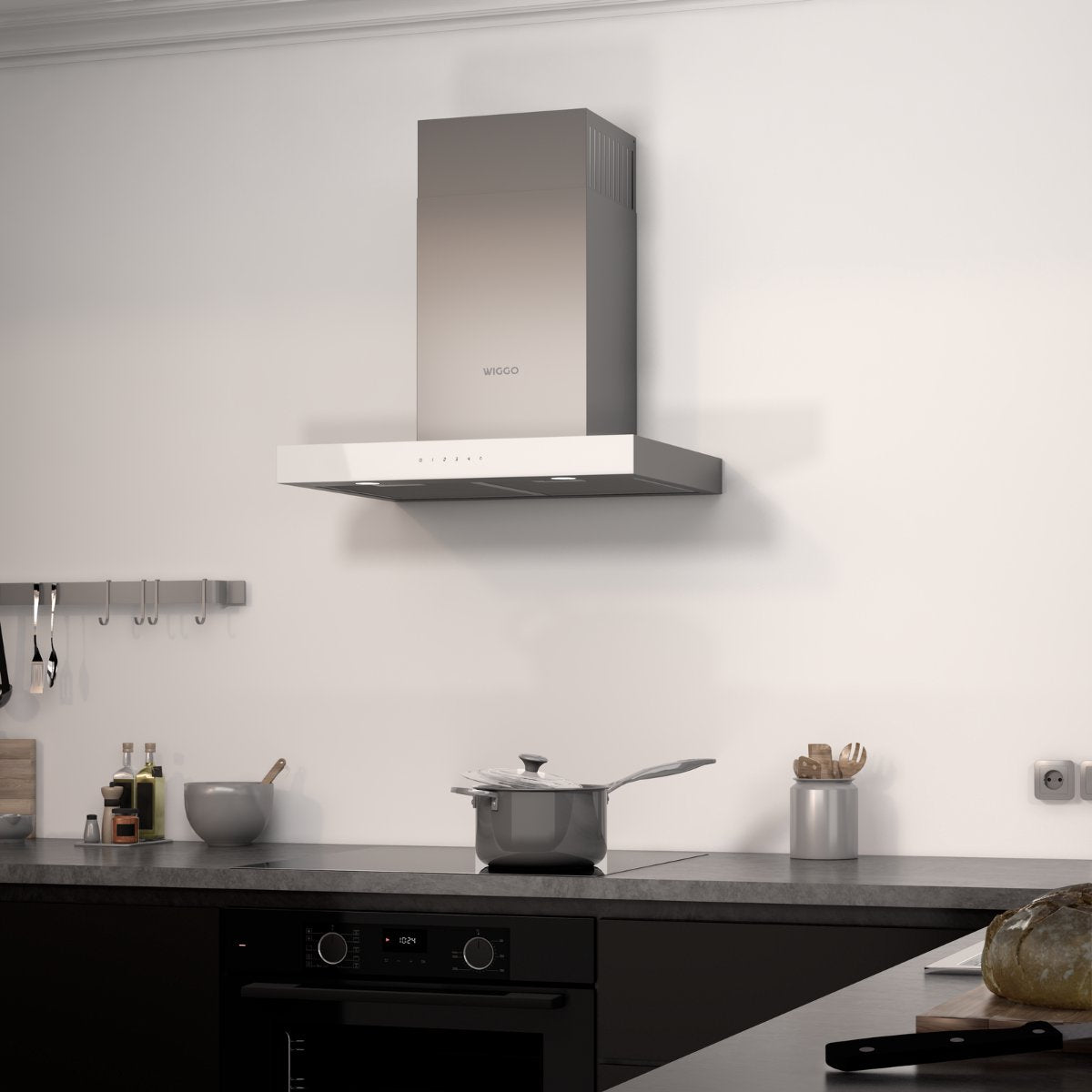 Wiggo WE-A641T(W) – T-Model Wandschouw Afzuigkap 60 cm – Wit – 650 m³/h – LED Verlichting – Energieklasse A – 5 jaar garantie