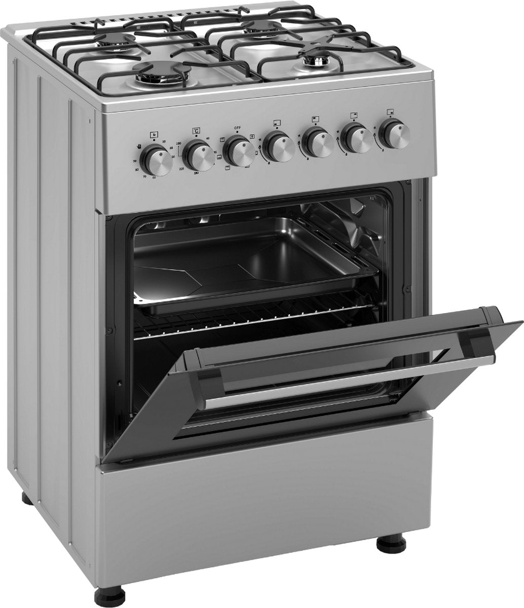 Wiggo WO-E606A(XX) Vrijstaande Gasfornuis - 60 cm - Roestvrijstaal