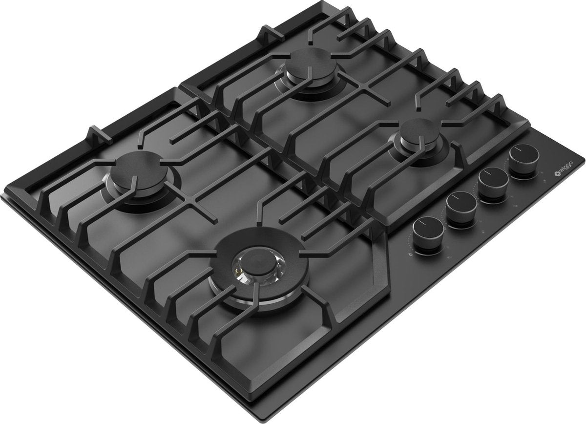Wiggo WH-G634RL(B)-2 Inbouw Gaskookplaat - 60 cm - Zwart