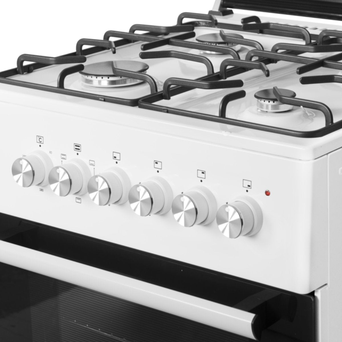 Wiggo WO‑E603R(WW) – Vrijstaand gasfornuis – 60 cm – 4 kookzones – 56L elektrische oven – Wit – Elektrische vonkontsteking & vlambeveiliging – Energieklasse A – 5 jaar garan