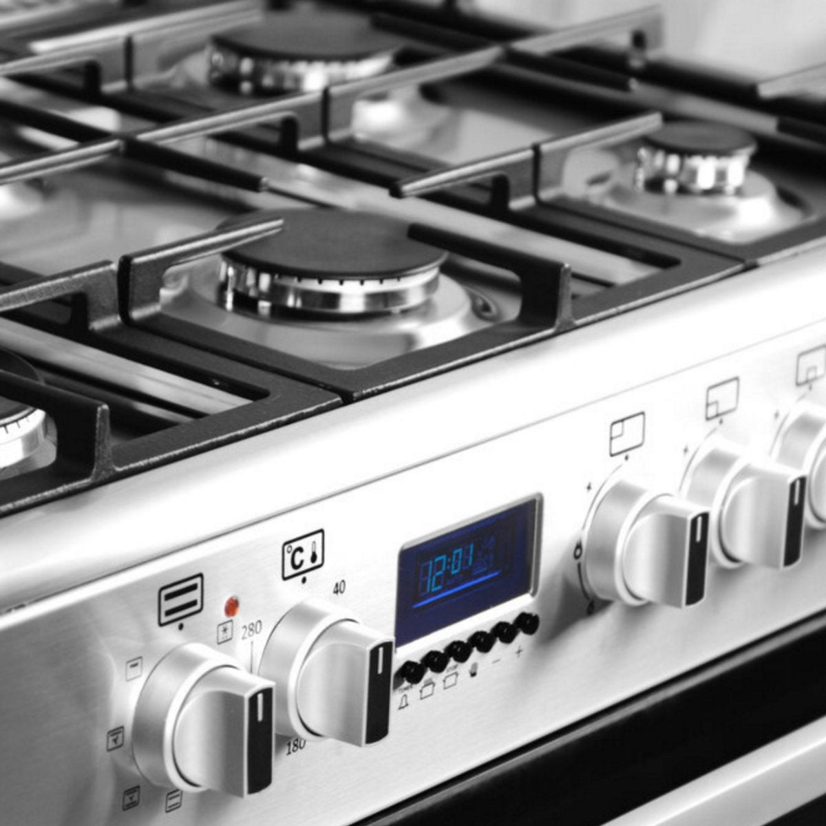 Wiggo WO-E969R(XX) Vrijstaande Gasfornuis - 90 cm - Roestvrijstaal