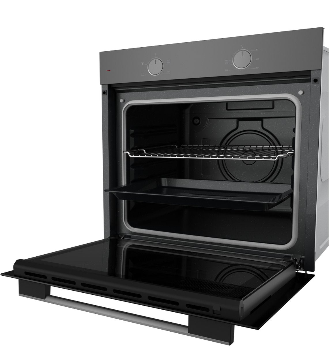Ferre XE61MPL - Inbouw oven - Conventioneel - Eco stand - 78 liter - 60 cm hoog - Tot 250 graden - Platinagrijs