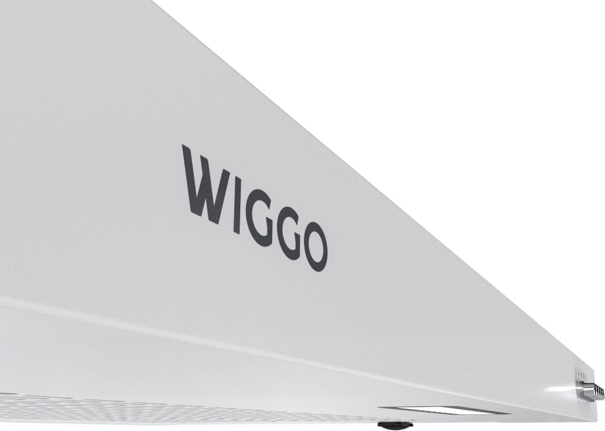 Wiggo WE-C630V(W) Onderbouw Afzuigkap - 60 cm - Wit met logo zichtbaar op het oppervlak.