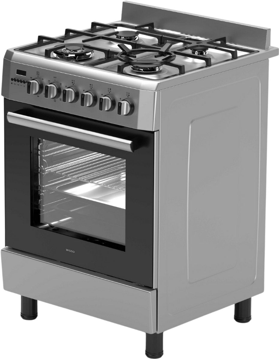 Wiggo WO-E639R(XX)-2 Vrijstaande Gasfornuis - 60 cm - Roestvrijstaal