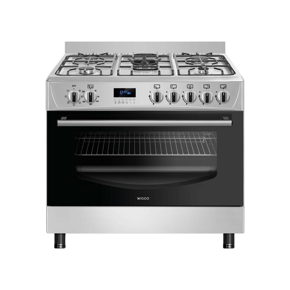 Wiggo - WO-E909R(XX) - Vrijstaand - Gasfornuis - 90 cm - 110 Liter - 5 pitten - Energieklasse B - 5 jaar garantie - Rvs
