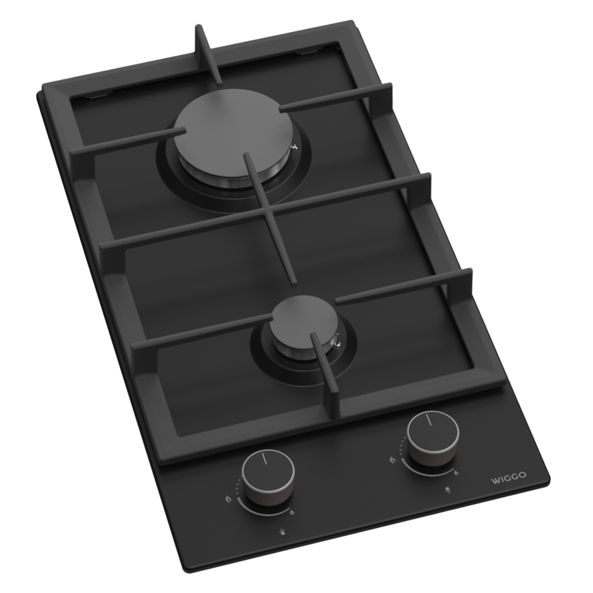 Wiggo WH-G332RD(B)-2 Inbouw Gaskookplaat - 30 cm - Zwart met krachtige wokbrander en stijlvolle uitstraling.